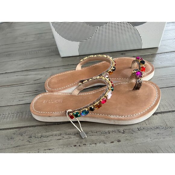 CB FUSION Nat Multi Jewel Embellished Toe Strap Snake Sandals Size 37 7 - Picture 4 of 6